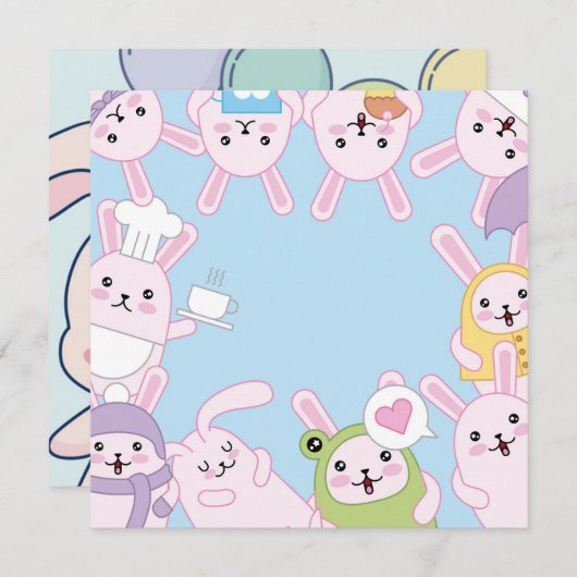 Invitation Pâques mignonnes (Devant / Derrière)