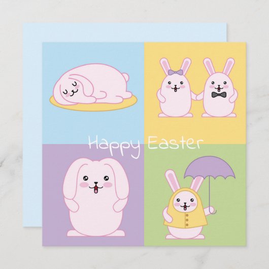 Invitation Pâques mignonnes (Devant / Derrière)