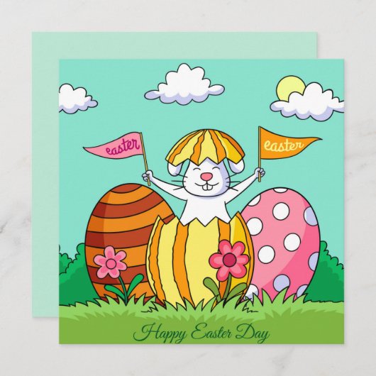 Invitation Pâques mignonnes (Devant / Derrière)