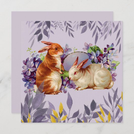 Invitation Pâques mignonnes (Devant / Derrière)