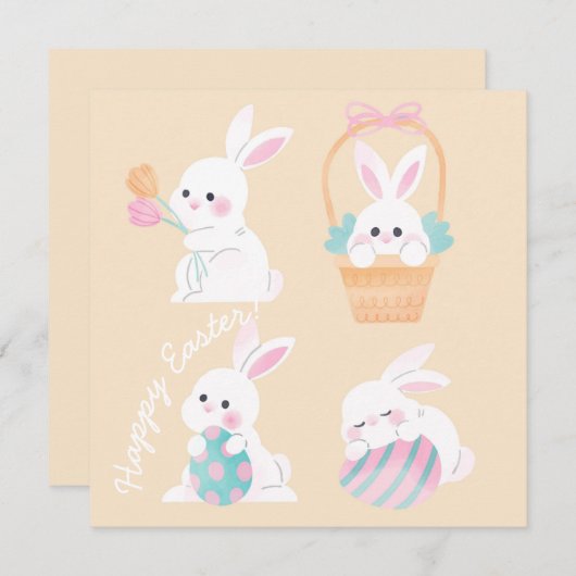 Invitation Pâques mignonnes (Devant / Derrière)