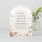 Invitation Pâques minimalistes Fleurs sauvages neutres (Debout devant)
