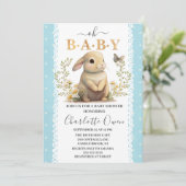 Invitation Pâques Oh Baby Bunny Spring Baby shower garçon (Debout devant)