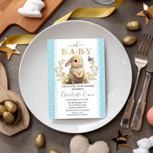 Invitation Pâques Oh Baby Bunny Spring Baby shower garçon