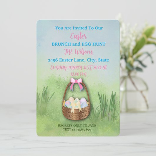 Invitation 🌷 Pâques Pâques Ariments Brunch & Oeuf Chasse Inv (Debout devant)