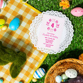 Invitation Pâques rose 4e anniversaire