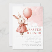 Invitation Pâques rose Brunch Bunny Fête de l'aquarelle (Devant)