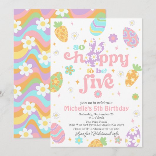 Invitation Pâques si espéré d'être cinq Anniversaire (Devant / Derrière)