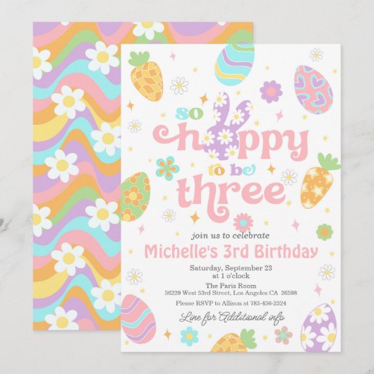 Invitation Pâques si espéré d'être trois Anniversaire (Devant / Derrière)