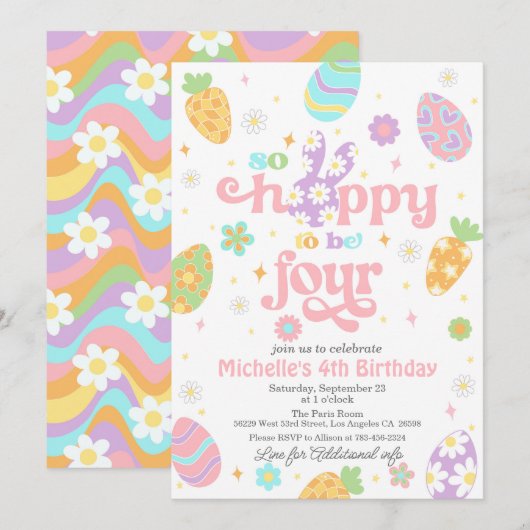 Invitation Pâques si espéré être quatre Anniversaire (Devant / Derrière)