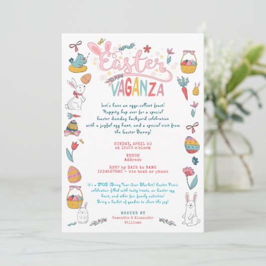 Invitation Pâques Vaganza Pascua Jardin Pique-nique Chasse au (Debout devant)