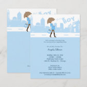 Invitation Paquet bleu d'invitation de baby shower de joie (Devant / Derrière)