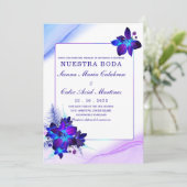 Invitation Paquet de mariage Orchidée bleue (Debout devant)