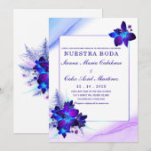 Invitation Paquet de mariage Orchidée bleue (Devant / Derrière)