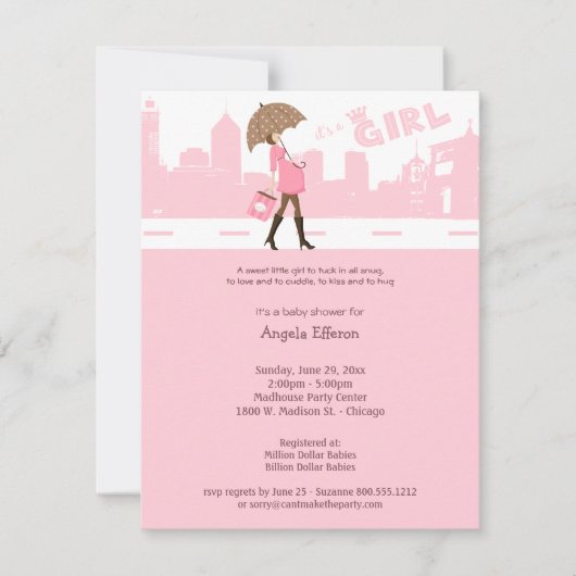 Invitation Paquet rose d'invitation de baby shower de joie (Devant)