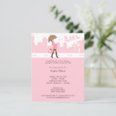 Invitation Paquet rose d'invitation de baby shower de joie (Debout devant)