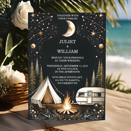 Invitation Par Cabine Forest Wood Sky Tree Camping Mariage