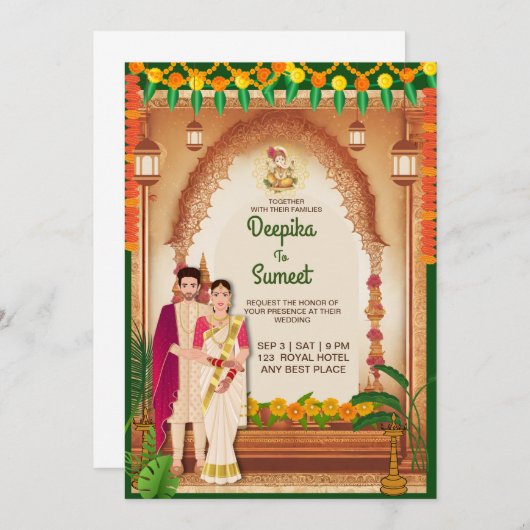 Invitation par carte mariage (Devant / Derrière)