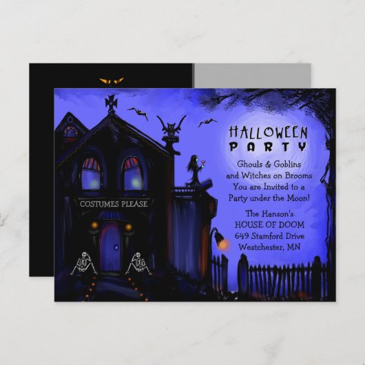 Invitation par carte postale - Maison hantée Hallo (Devant / Derrière)