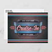 Invitation par carte postale Neon Cruise-In (Devant / Derrière)