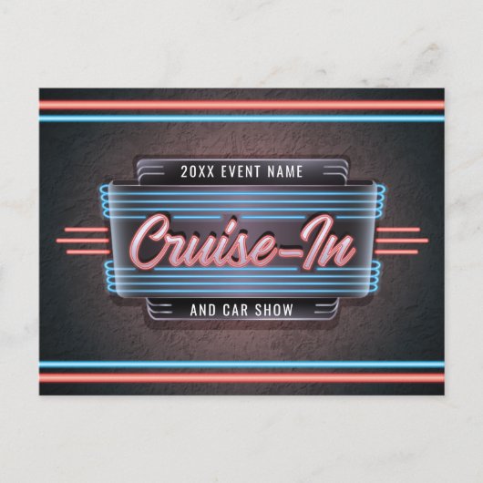 Invitation par carte postale Neon Cruise-In (Devant)