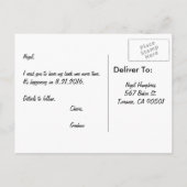 Invitation par carte pour témoin ou membre du cort (Dos)