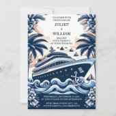 Invitation Par corde Knot Bateau Navire Marine Blue Mariage n (Devant)