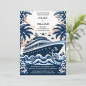 Invitation Par corde Knot Bateau Navire Marine Blue Mariage n (Debout devant)
