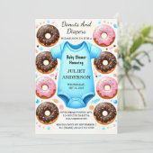 Invitation Par Dreams Pink Blue Donuts Et Diapers Baby shower (Debout devant)