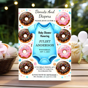 Invitation Par Dreams Pink Blue Donuts Et Diapers Baby shower