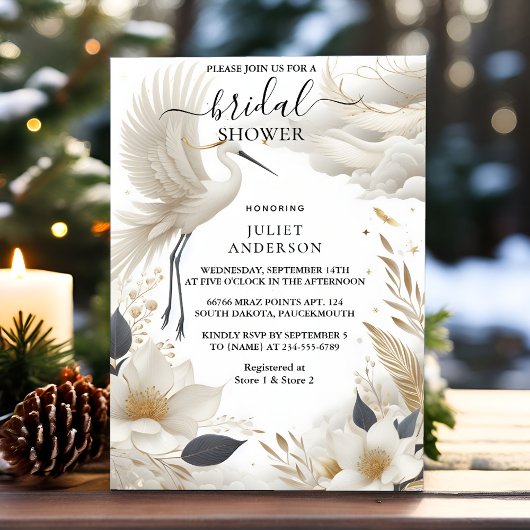 Invitation Par Feather Asian Sky Cloud Crane Fête des mariées