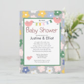 Invitation Par Fleurs de courrier et Baby shower des filles d (Debout devant)