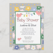 Invitation Par Fleurs de courrier et Baby shower des filles d (Devant / Derrière)