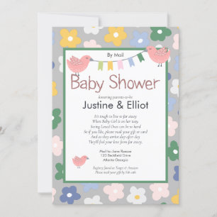Invitation Par Fleurs de courrier et Baby shower des filles d