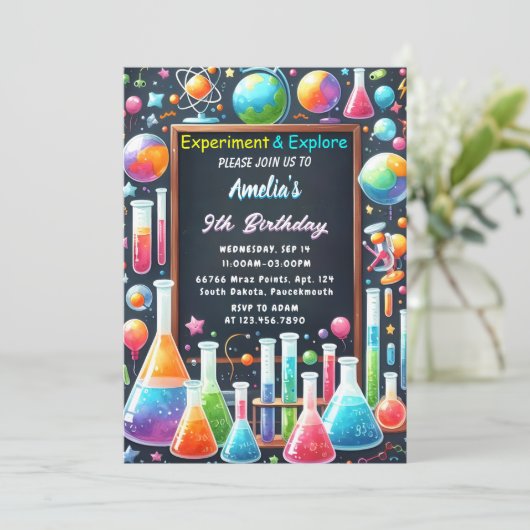 Invitation Par Fun Lab Kids Geek Nerd Mad Science 9e annivers (Debout devant)