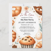 Invitation Par Fun Retro Boho Cake Bun Dans Le Baby shower Du (Devant)