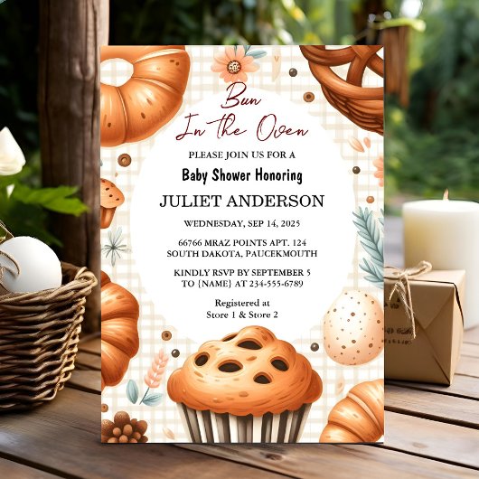 Invitation Par Fun Retro Boho Cake Bun Dans Le Baby shower Du