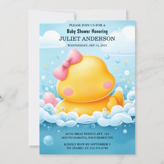 Invitation Par Jouet Pool Foam Bash Twin Rubber Duck Baby sho (Devant)