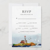 Invitation Par la mer RSVP avec les options de plat principal (Devant)