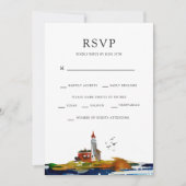 Invitation Par la mer RSVP avec options de plat principal (Devant)