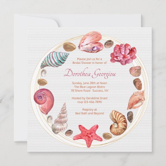 Invitation Par l'invitation de la douche nuptiale de mer (Devant)