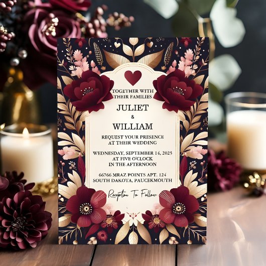 Invitation Par Maroon traditionnel Couple Automne Mariage Bou