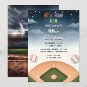 Invitation Par Men Ball Wood Jeu Équipe Baseball 1er Annivers (Devant / Derrière)