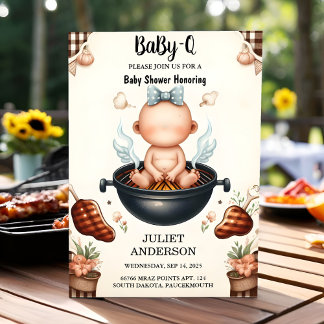 Invitation Par Plaid Babyq Fun Food Steak Beef Bbq Baby showe