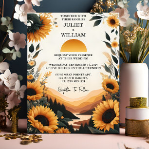 Invitation Par Plante Rustic Garden Greenery Tournesol Mariag