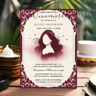 Invitation Par Silver Plum Lace Gown Boho Burgundy Quinceaner