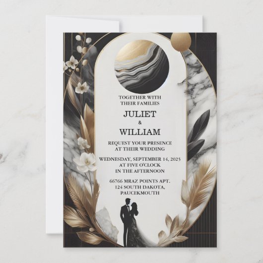 Invitation Par simple travail naturel empilé Mariage en marbr (Devant)