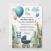 Invitation Par Soft Boho Bear Blue Cub Welcome Baby Boy Shoy (Devant)