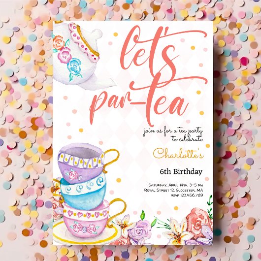 Invitation Par-Tea, anniversaire de thé