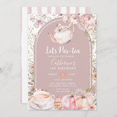 Invitation Par tea Anniversaire Tea Party Citrouille (Devant / Derrière)